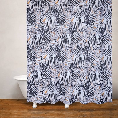 Rainforest Palm Shower Curtain Black/Gray - Moda at Home