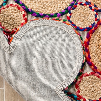 Hand-Knotted Boho-Chic Red and Natural Wool Runner Rug - 27"x8"
