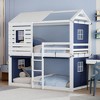 Twin Size Wood House Bunk Bed with Tent - 2 of 4
