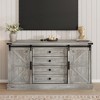 TV Stands for Living Room, Farmhouse Entertainment Center with Sliding Barn Doors, Television Stands with Large 4 Drawers & Bar Handles - 2 of 4