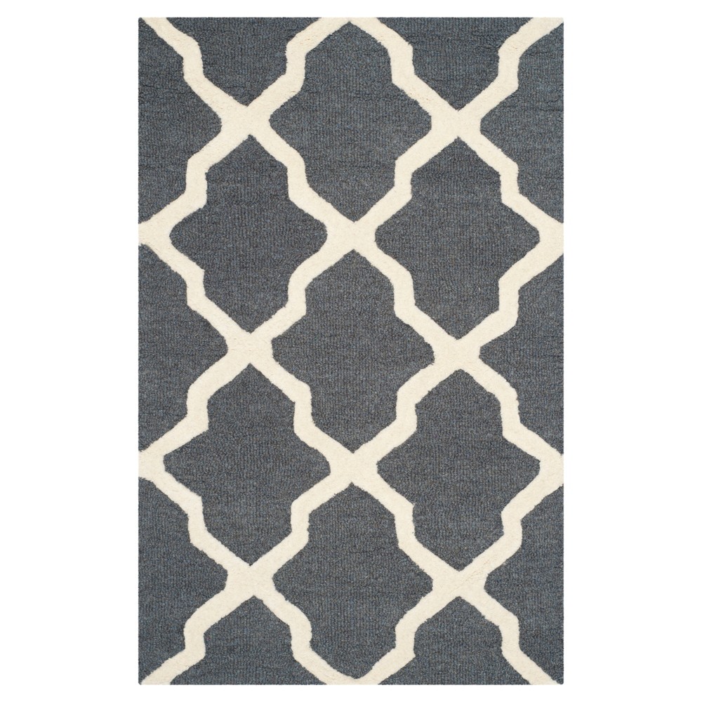 2'6inx4' Maison Tetured Rug Dark Gray/Ivory - Safavieh