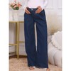 INSPIRE CHIC Women's Maternity Jeans Elastic Waist Wide Leg Long Loose Pregnancy Denim Pants with Pockets - 3 of 4
