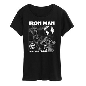 Women's - Marvel - Iron Man Schematic Short Sleeve Graphic T-Shirt - 1 of 4