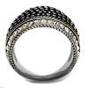 Slickblue Women’s Two-Tone Dome Ring, Black & Gold Stainless Steel, Clear Synthetic Crystals & Textured Band,Size 5–10 - 3 of 4