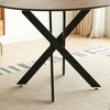 Chic Crate - Matte Black/Wood Mid-C Dining Table, 42.1" Round MDF Top Pedestal Design for 4-6P Leisure Coffee Use - 4 of 4