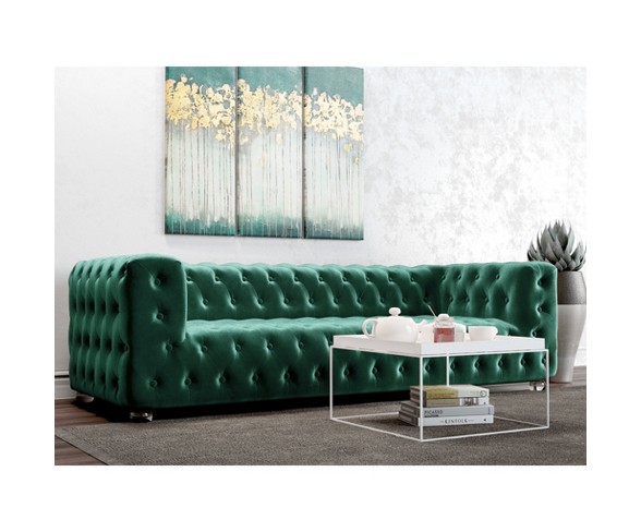 Ruby Tufted Velvet Sofa Emerald Green - AF Lifestlye