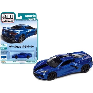 2020 Chevrolet Corvette Elkhart Lake Blue Metallic "Sports Cars" Limited Edition 1/64 Diecast Model Car by Auto World - 1 of 3