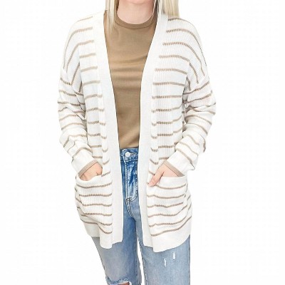 Women's Classic Striped Cardigan - Plus - be cool