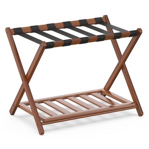 Bamboo luggage rack 2 Pack, lightweight and durable, Sturdy for Hotel/Home Use - 1 of 4