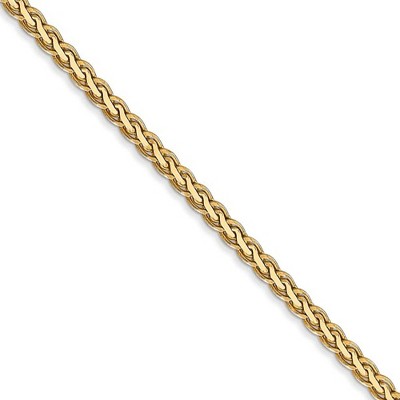 Black Bow Jewelry 2.5mm, 14k Yellow Gold, Flat Wheat Chain Necklace