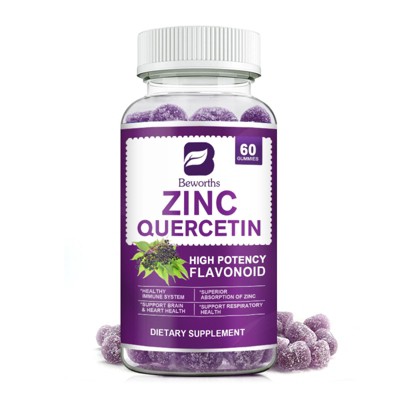 B Beworth Quercetin Gummies 800mg with Zinc & Elderberry - 5 in 1 Immune Support - 60ct