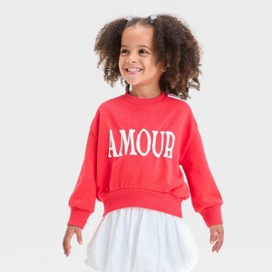Grayson Mini Toddler Girls' Amour French Terry Sweatshirt - Red - 1 of 4