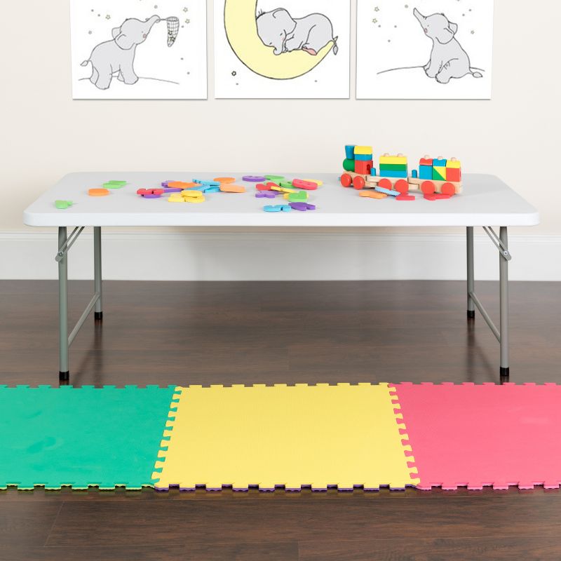 Emma and Oliver 4.93-Foot Kid's Granite White Plastic Folding Activity Table - Play Table, 2 of 10