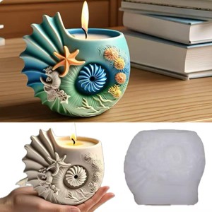 JDICTION Silicone Epoxy Resin Molds - Conch Shell Shaped Sea Animal Design, for Plaster/Wax Candle Holders & DIY Home Décor - 1 of 4