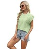 Coolmee Womens Short Sleeve Summer Tops Crewneck Textured Shirts Cap Sleeve Crop Tops Basic T Shirt Casual Work Blouses - 3 of 4