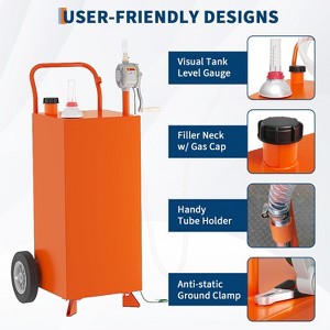 Fuel Caddy,Fuel Storage Tank with Manual Transfer Pump,Gasoline Diesel Fuel Container for Cars, Lawn Mowers, ATVs, Boats, More, Orange - 1 of 4
