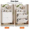 Freestanding Shoe Cabinet, 2 Flip Drawers Shoe Rack with Adjustable Shelf & Metal Legs - 4 of 4