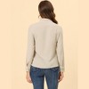 Allegra K Women's Printed Long Sleeve Piped Button Down Office Shirt - 4 of 4