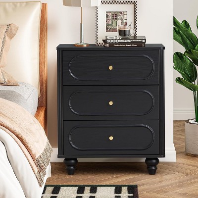 ORRD 3 Drawer Fluted Dresser for Bedroom, Mid Century Modern Chest of Drawers, Wood Storage Small Dresser Organizer for Bedroom Living Room