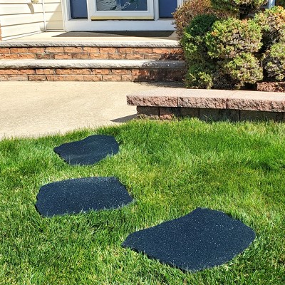 Black Rubber Slate Design Outdoor Stepping Stone Set