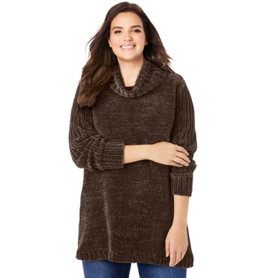 Woman Within Plus Size Chenille Cowlneck