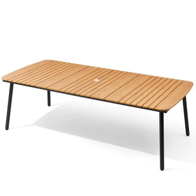 Pellebant 2.4m Patio Dining Table 6-8 People Durable WPC Tabletop Aluminum Frame Indoor/Outdoor Dining Table for Backyards Poolside Gardens