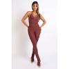 Slickblue Women's Cargo Pocket Halter Jumpsuit - Brick Red, Sleeveless One-Piece Outfit, Size S-L - 2 of 4