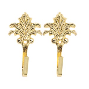 Unique Bargains Curtain Holdbacks Five-Leaf Design Hooks Iron 3.94"x1.97" 1 Pair - 1 of 4