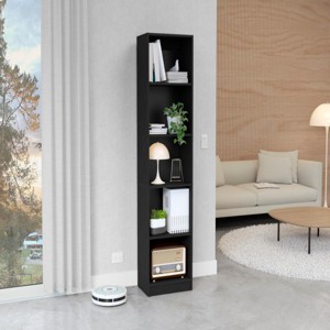 INFURNIC Decorative Bookshelf Compact 5 Shelf Storage Slim Profile Modern Design for Small Spaces, Black, 11.77"*17.72"*71.1" - 1 of 4