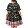 Women's Plus Size Boho Floral Tie Crew Neck Short Sleeve Flowy Beach Summer Midi A Line Sun Dresses - Agnes Orinda - 4 of 4