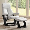 BenchMaster Lucy White Faux Leather Recliner Chair Modern with Ottoman Footrest Ergonomic Manual Reclining Swivel for Bedroom Home - 2 of 4
