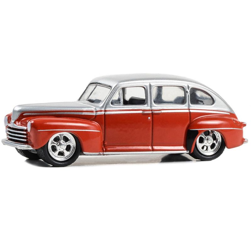 1947 Ford Fordor Super Deluxe Lowrider Red and Silver Metallic "California Lowriders" 1/64 Diecast Model Car by Greenlight, 2 of 4