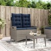 vidaXL Reclining Patio Bench with Cushions - Gray Poly Rattan Outdoor Garden Lounge - Adjustable Backrest & Removable Covers - 40.9"x23.2"x36.6" - 2 of 4
