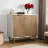 VANIRROR White and Gold Storage Cabinet with 2 Doors, Buffet Sideboard for Kitchen, Dining Room, or Living Room , Storage Solution for Organizing - 2 of 4