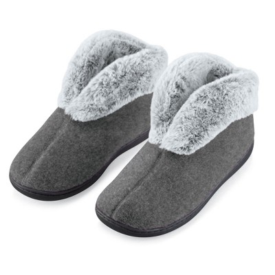 Collections Etc Cozy Faux Fur Trimmed Slippers