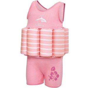 Konfidence Learn to Swim Floatsuit in Pink Breton Stripe - 1 of 4