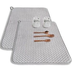 BRINJOY Dish Drying Mat, 23.6 x 17.7 inch Absorbent Dish Drainer Kitchen Counter Mat, Gray - 1 of 4
