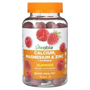 Lifeable Calcium, Magnesium, Zinc and Vitamin D Gummies - Great Tasting Natural Flavor Vitamin Supplements - Gluten Free GMO Free Chewable - for Bone - 1 of 2