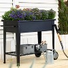 LuxenHome Black Mobile Metal Raised Garden Bed Planter Cart with Legs - 3 of 4