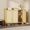 Rattan Shoe Storage Cabinet, 5 Tier Wooden Shoe Organizer with Adjustable Shelf, 41" Tall Freestanding Shoe Rack for Entryway Living Room - 3 of 4