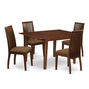 5-Piece Mahogany Finish Solid Wood Top - Rectangular Dining Room Set  - Seats 4 - 1 of 4