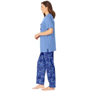 Dreams & Co. Women's Plus Size Graphic Tee PJ Set - 1 of 4