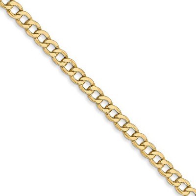 Black Bow Jewelry 3.35mm, 14k Yellow Gold, Hollow Curb Link Chain Necklace
