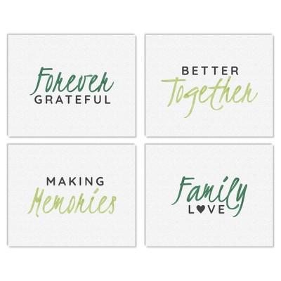 Big Dot of Happiness Family - Unframed Inspirational Quotes Linen Paper Wall Art - Set of 4 - Artisms - 8 x 10 inches