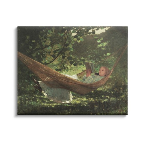 Stupell Girl Reading Book in Hammock Gallery Wrapped Canvas Wall Art - image 1 of 4