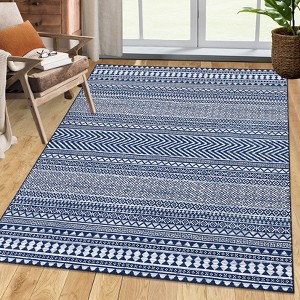 Geometric Rug for Living Room Washable Area Rugs, Non-Slip Bathroom Stain Resistant Floor Carpet - 1 of 4