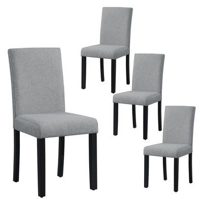 Tangkula Dining Chair Set of 4 w/ Acacia Wood Frame & Rubber Wood Legs Padded Backrest