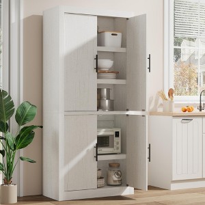 Tall Kitchen Pantry, Pantry Storage Cabinet  & Adjustable Shelves, Farmhouse Freestanding Pantry Cupboard & Large Storage Space - 1 of 4