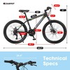 NAYSAYE 24 Inch Mountain Bike 21 Speed Dual Disc Brakes Steel Frame Bikes for Adults for Outdoor Adventure, Black and Green, 26.3"*7.88"*28.35" - 3 of 4