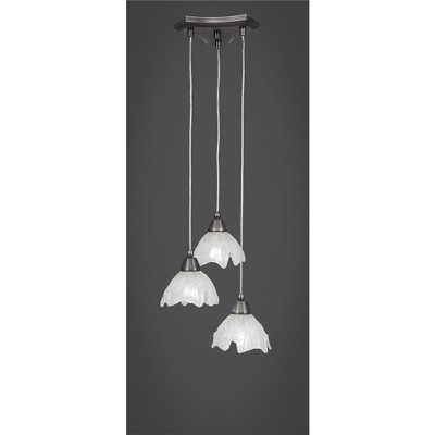 Toltec Lighting Europa 3 - Light Pendant in  Brushed Nickel with 7" Gold Ice Shade